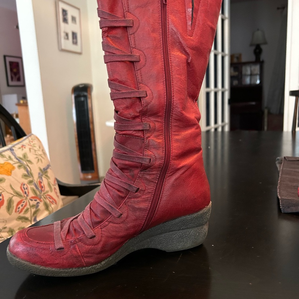 Women's Red Leather Boots
